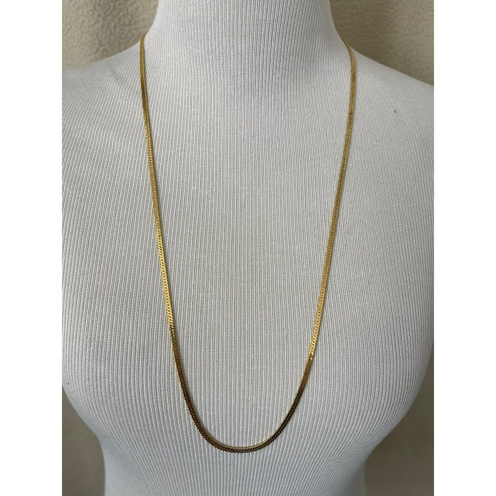Herringbone Style Gold Plated Long Chain Necklace